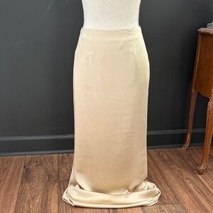 Carmen Marc Valco Collection  Cream champagne Satin maxi Skirt